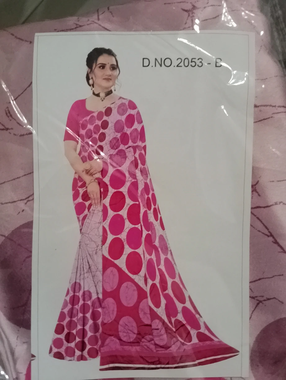 Silk Cotton Polka Print Saree - Magenta Pink Mix